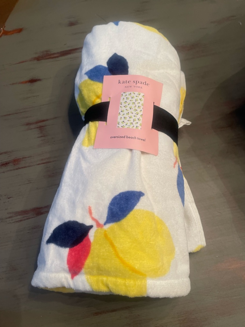 Kate Spade Lemons White oversize beach towel - 40”x70” Brand New 🍋. LAST ONE!
